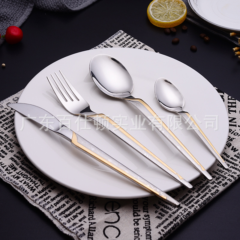 揭阳不锈钢西餐镀金餐具出售 新品410刀叉勺套装创意礼品-阿里巴巴