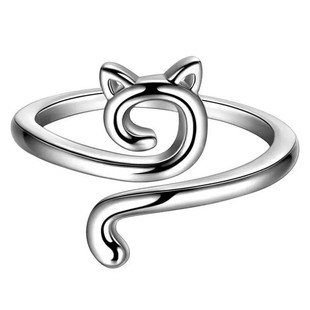 Cross-Border Hot Selling European and American Hook Line Geometric Cat Ring Opening Adjustable Animal Ring Knitted Jewelry with Thread