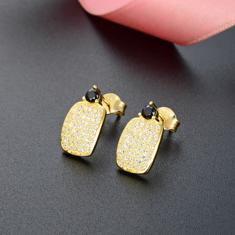 Pendientes elegantes frescos de estilo japonés y coreano s925 pendientes de circón de plata cuadrados de diamantes incrustados accesorios pendientes para mujeres