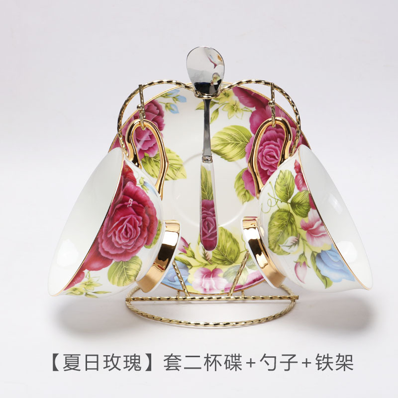 China de hueso de alta apariencia traje de taza de café de estilo europeo Taza de cerámica y platillo británico juego de té de la tarde traje caja de regalo