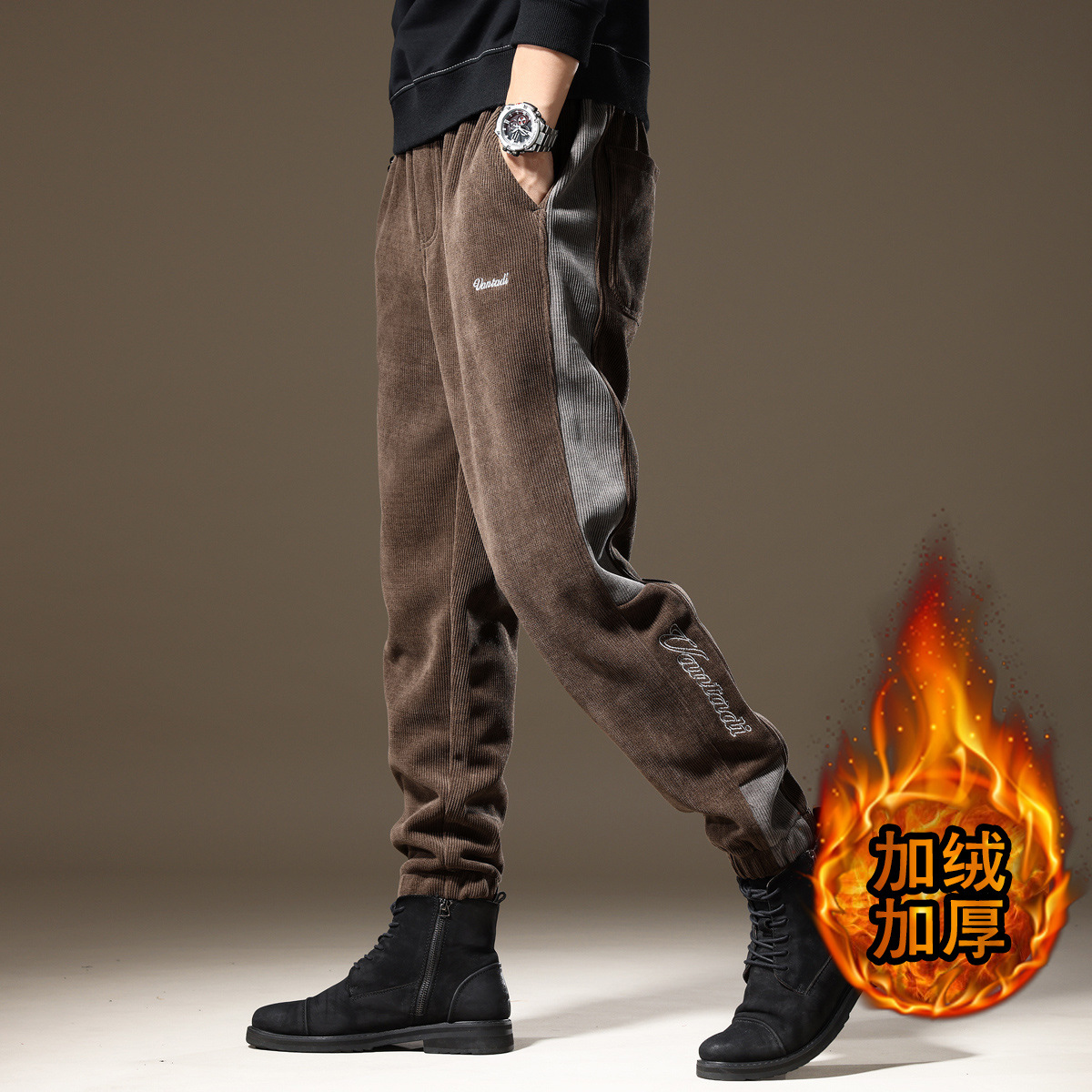 Pantalones casuales negros, pantalones sueltos de marca de moda para hombres, 2024 otoño e invierno, nuevos pantalones de vestir Maillard, tendencia masculina