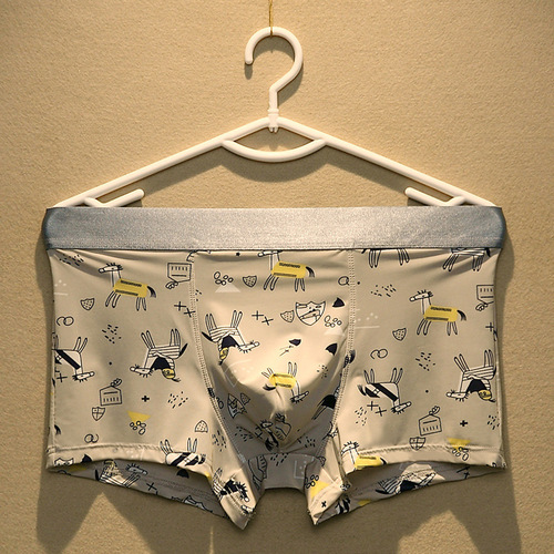 Mingfang men's boxer ice silk underwear men's summer thin youth cartoon print breathable mid-waist boxer shorts