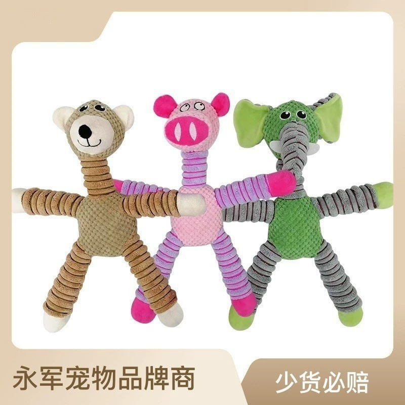 Фабрика прямые поставки большой персонаж Свинья медведь слон вельвет игрушка для домашних животных собака плюшевая укус звук интерактивные рельефные игрушки