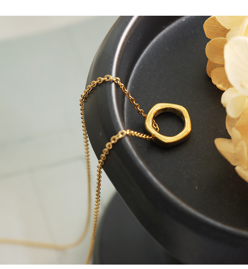 Simple Style Round Titanium Steel Necklace Plating Stainless Steel Necklaces