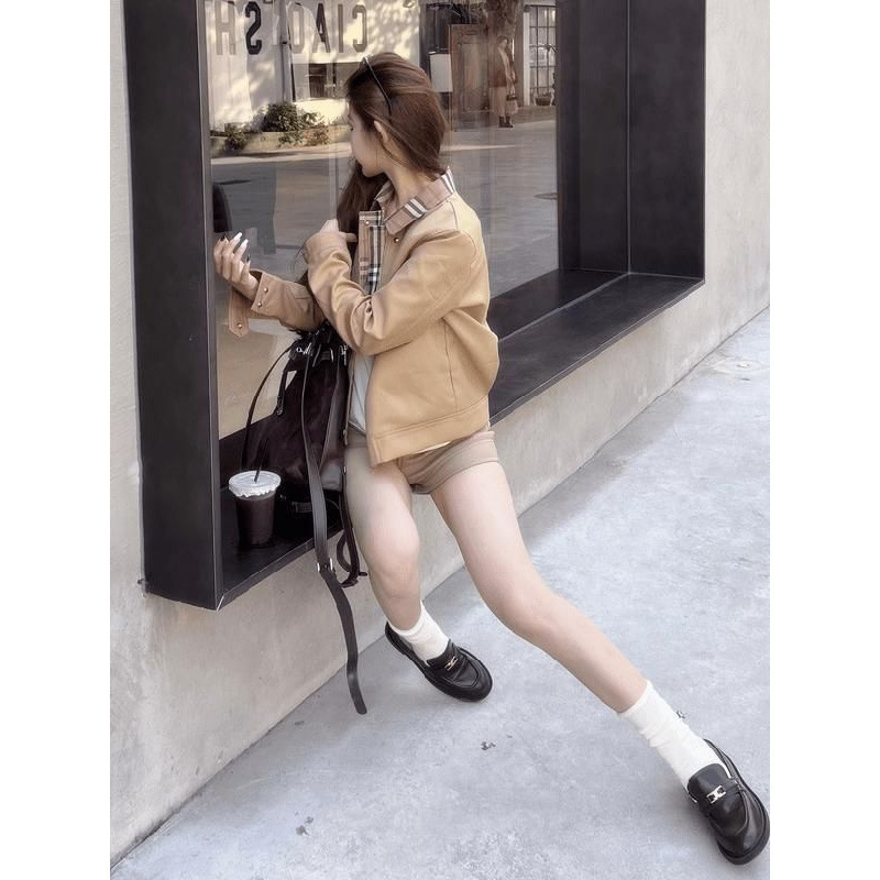 秋季复古卡其色外套女2025新款格子风衣夹克短款小个子上衣春秋款|undefined