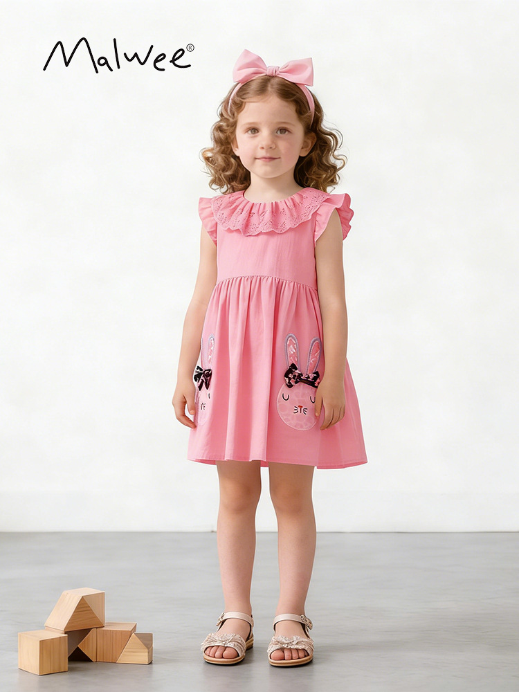 Malwee transfronterizo vestido de niña de verano nuevo estilo europeo y americano vestido de princesa para niños pequeños y medianos pantalones casuales de niña