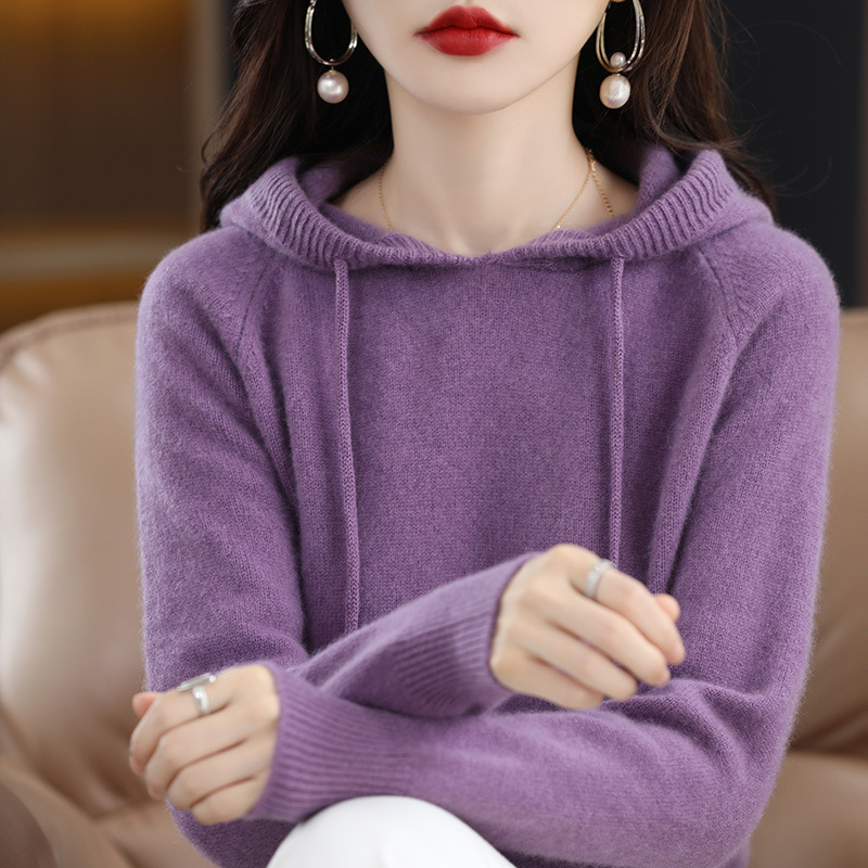 2025秋冬新款连帽卫衣针织衫女装宽松套头毛衣外套服饰打底上衣女|undefined