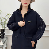 大码休闲毛呢外套女2025秋冬款中年妈妈时尚洋气连帽开衫长袖大衣，女装毛呢外套，妃慕昵服饰