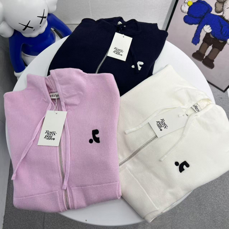 韓国ニッチトレンディブランド restandrecreation ニットウェアフード付きジッパーカーディガン RR ショートジャケット女性用|undefined