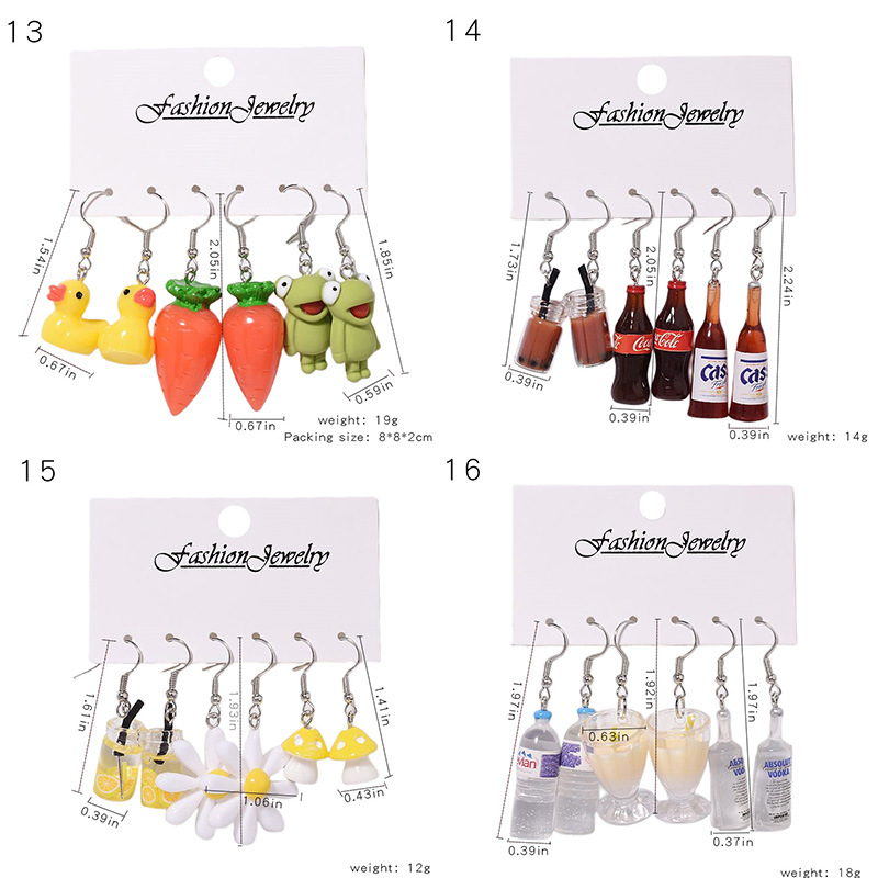 20g Weight Iron Ear Needle Material Drop Earrings Classification 1 Set Quantity Casual, Daily, Shopping Occasion Acrylic, Resin Material Cup, Heart Shape, Flower Pattern Women's Gender Cartoon Style, Cute Style 1 Set Cartoon Style Cute Cup Heart Shape Flower Arylic Resin Drop Earrings 11
