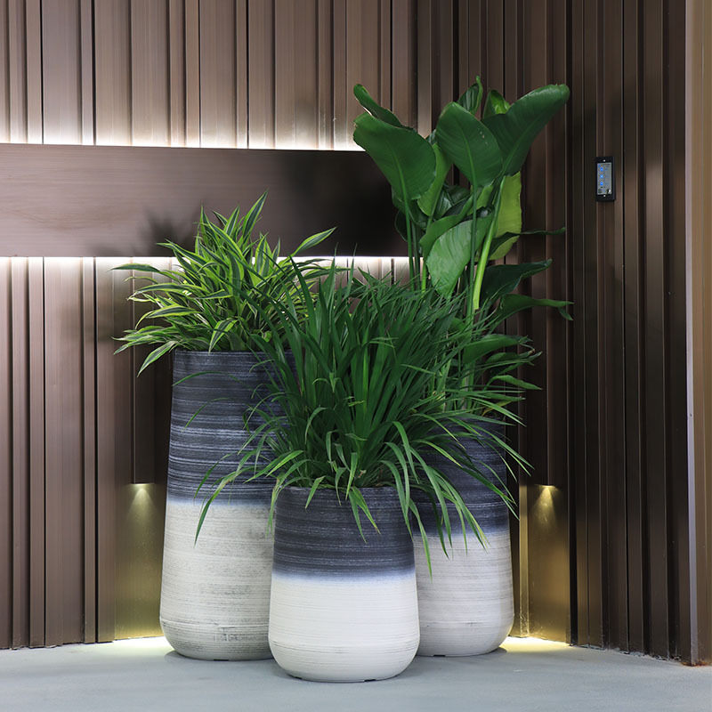 Macetas grandes de piso a techo exclusivamente transfronterizas, gradación de plástico, decoración de villa creativa nórdica, sala de estar, hogar, plantas verdes, macetas de alta profundidad