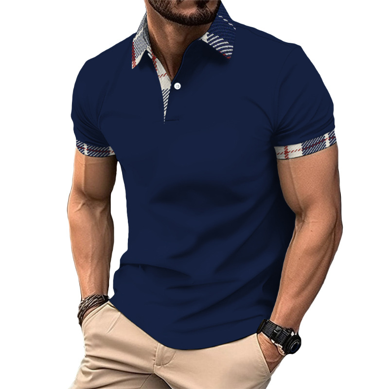 Nueva camisa de golf europea y americana transfronteriza camisa de polo con estampado de letras de manga corta color sólido gráfico 3d camisa POLO de tres botones
