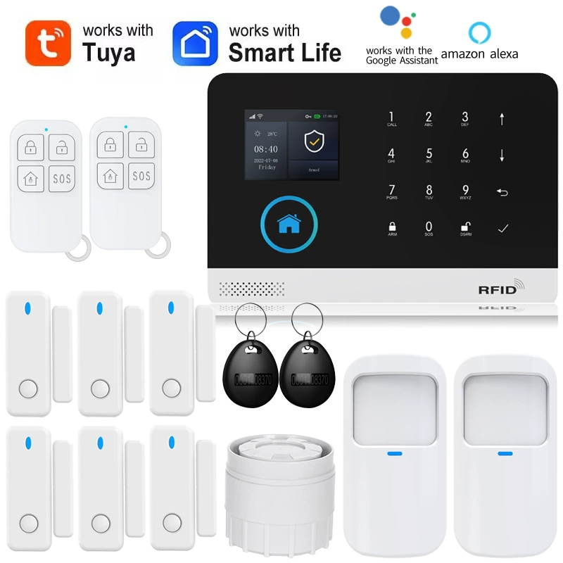 GSM WiFi защита безопасности Alexa Tuya домашняя охрана против кражи датчик движения дверной магнитный сигнализация система безопасности