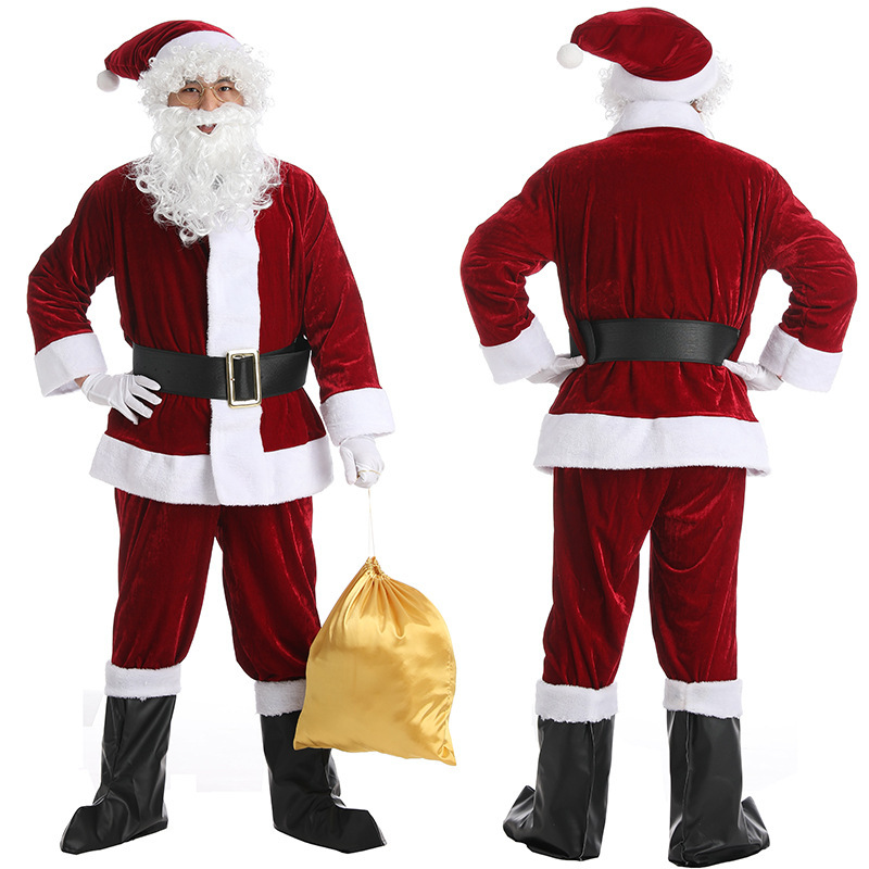 Santa Claus Costume Full Set Men's Party Holiday Dress Performance Suit High-end Thickened Gold Velvet Christmas Clothes Santa Claus Costume Full Set Men's Party Holiday Dress Performance Suit High-end Thickened Gold Velvet Christmas Clothes
