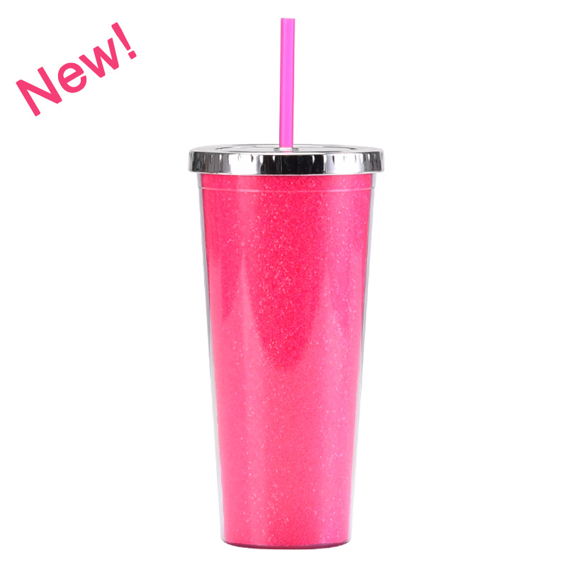 Copa de paja de plástico de doble capa de gran capacidad Amazon 24oz como taza de agua universal de comercio electrónico transfronterizo para estudiantes masculinos y femeninos