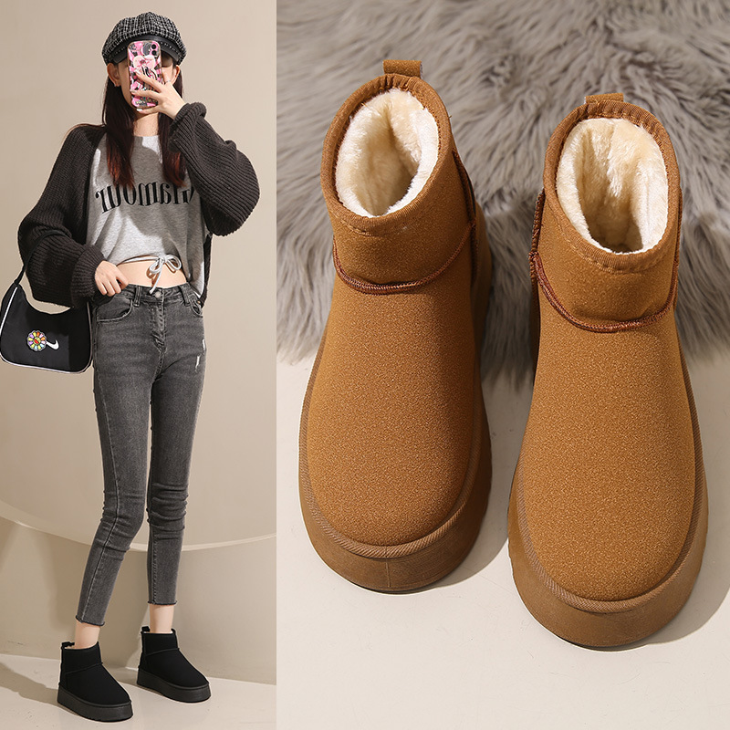 Thick-Soled Snow Boots for Women in Winter Fleece-Lined and Thickeneding Wholesale New Non-Slip Waterproof Subzero Warm Northeastern Cotton Shoes for Outer Wear