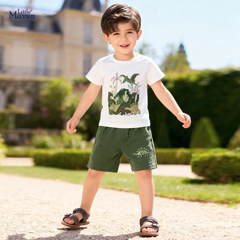 Little Maven Export Kidsren's Clothing Spot Wholesale Summer Boys' Suits Cartoon Kidsren's Short-Sleeved Suits