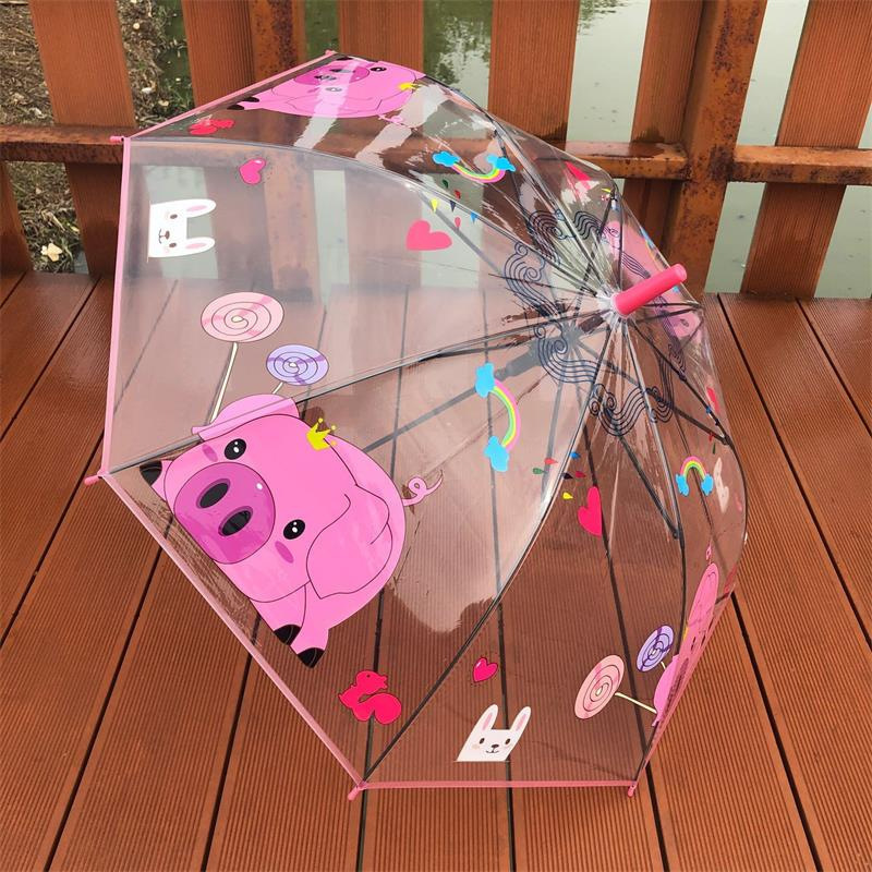 库洛米透明儿童雨伞新款公主小学生幼儿园耐用自动小孩雨伞塑料伞|undefined