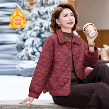 妈妈装新款秋冬装轻薄款棉服中老年女装洋气时尚翻领保暖棉衣棉袄