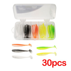 路亞餌套裝T尾軟餌軟蟲鱖魚鱸魚白條翹嘴假餌30條裝