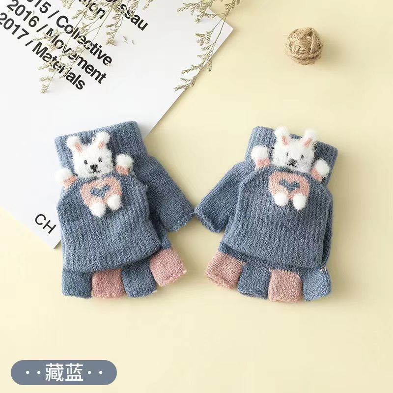 Winter children's windproof cute cartoon keep warm knitted gloves