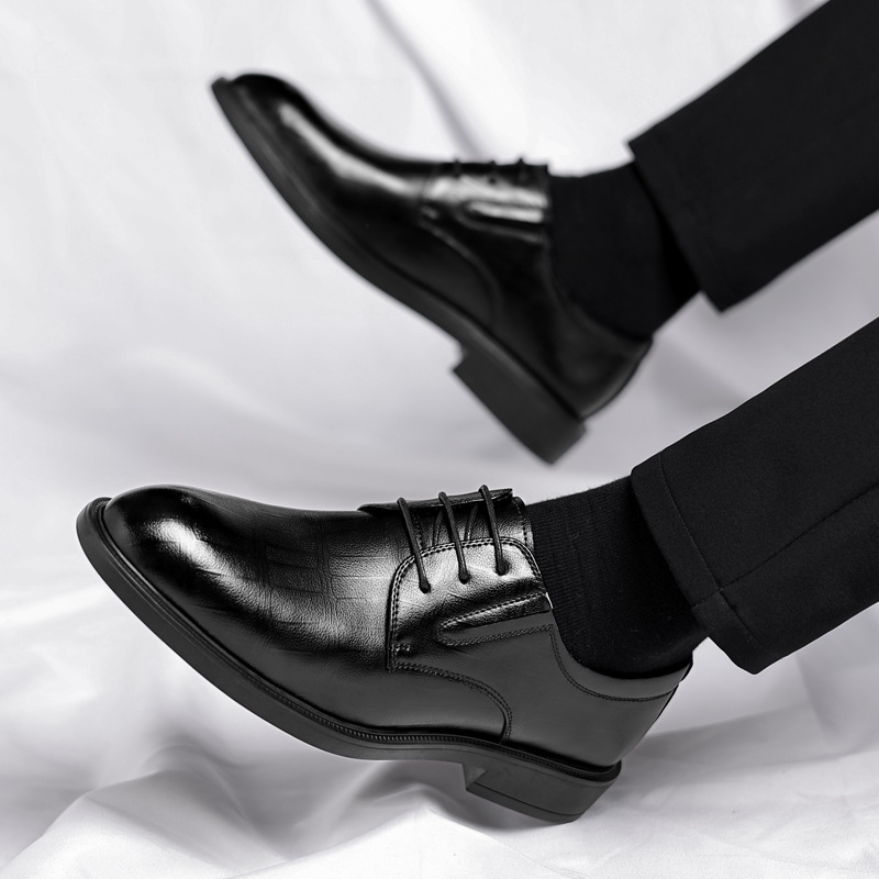 Wenzhou Leather Shoes Men's Four Seasons Men's Shoes Inner Height Increasing Leather Shoes Men's Business Dress Casual Leather Shoes Wedding Groom Shoes