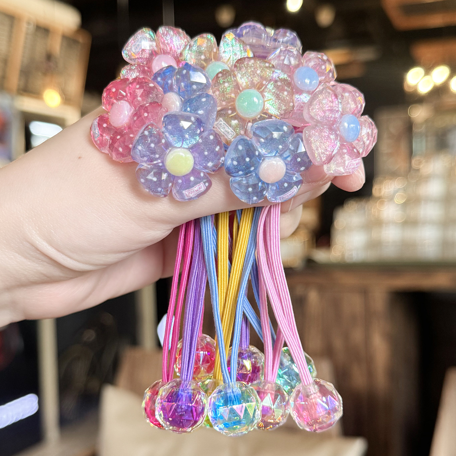 A168 flores de color cuerdas de cabello planas para el cabello de niños dibujos animados azúcar corazón anillo de cabello cuerda de cabeza cola de caballo adorable tocado de correa image 3