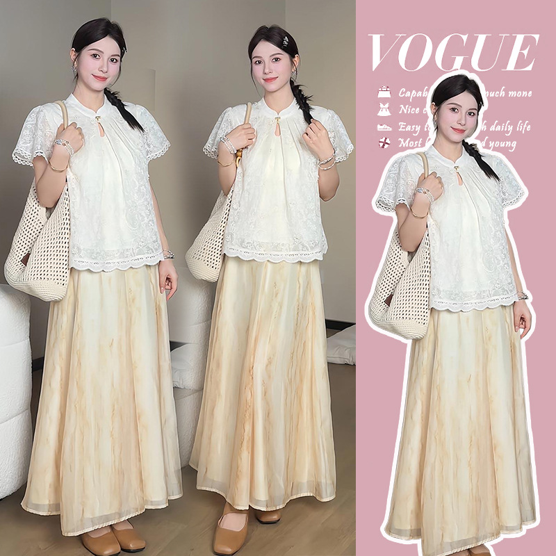 Summer three dimensional lace set for pregnant