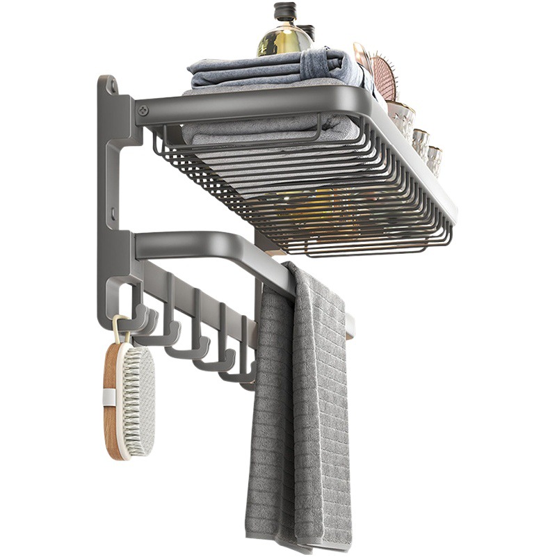 Pistola gris malla cesta toalla rack ponche libre baño almacenamiento rack baño espacio aluminio inodoro toalla rack