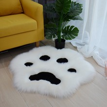 跨境批发猫爪造型长毛绒地毯儿童房间床边地毯装饰毛毛垫网红卡通