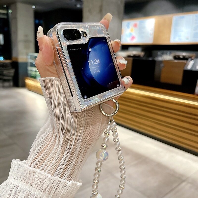 Samsung Galaxy ZFlip 7/6/5/4/3 新型シェル柄DIYハートブレスレット携帯電話ケースに適用|undefined