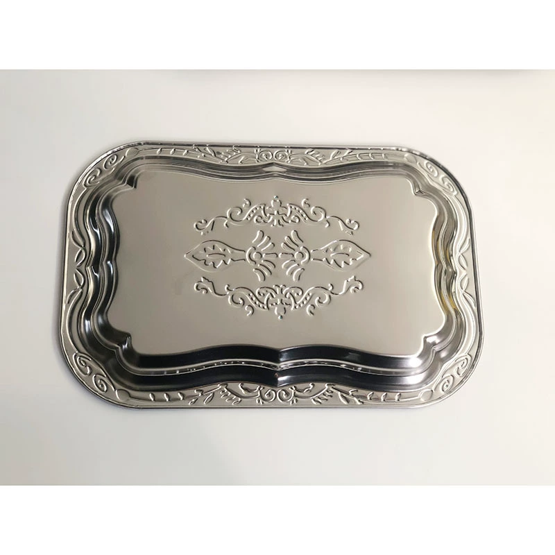 Stainless steel rectangular pallet exit pressure flower metal fruit plate relief storage disk decorative plate dry fruit plate cake plate