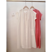 棉麻日系 慵懒风甜美清新连衣裙2023夏季新款宽松显瘦衬衫中长裙