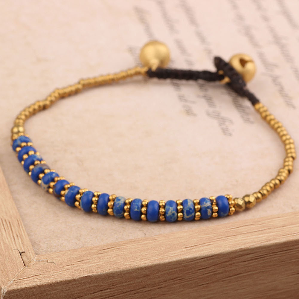 17g Weight Bracelets Classification Turquoise, Wax rope, Copper Chain Material Beaded Chain Chain Type Holiday, Daily Occasion turquoise, rope, Copper Material Color Block Pattern All Seasons Season Women's Gender Knitting Design Casual, Simple Style Style Casual Simple Style Color Block Turquoise Rope Copper Beaded Chain Beaded Bracelets Wholesale 5