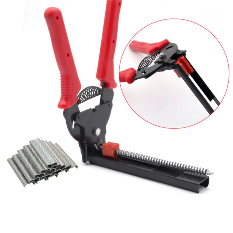 Abrazadera de jaula semiautomática nuevo anti-óxido M conjunto de uñas hebilla cría jaula de pollo jaula de conejo engrosada alicates de jaula grande