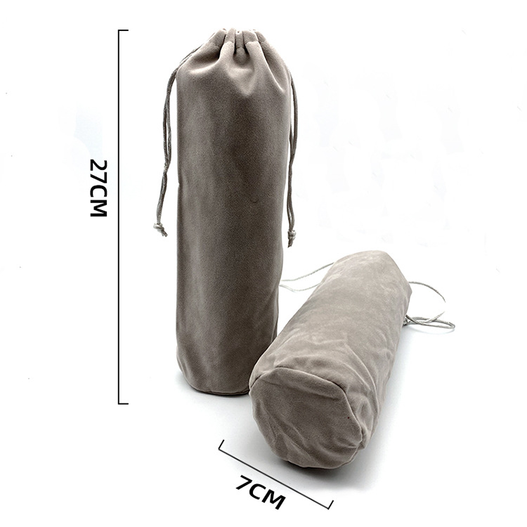 Round Bottom Pouch Cup Coaster Single Sided Fleece Bag Gray Cloth Bag Pouch 