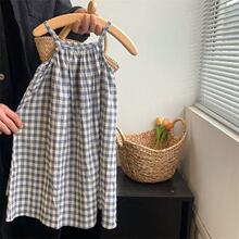 女童森系格子吊带裙2025夏季儿童连衣裙女宝宝裙子中小童长裙公主