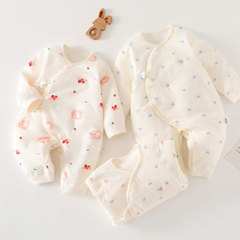 40g薄棉襖秋冬嬰兒連體棉服夾棉加厚新生兒棉衣綁帶寶寶蝴蝶衣春