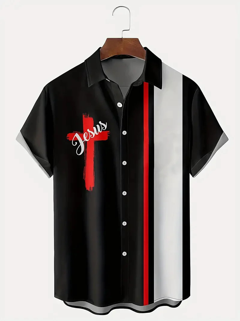 Comercio exterior transfronterizo nuevo estilo camisa de talla grande para hombres impresión digital 3D moda de moda de alta gama casual chaqueta de punto de manga corta