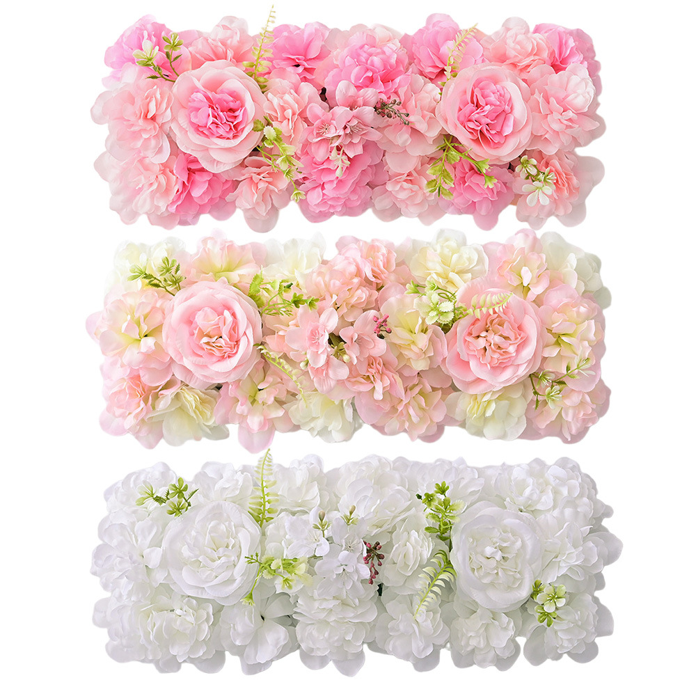 2025 Amazon nuevos productos transfronterizos bodas flores de bodas decoración de pared flores de seda rosa color macarón filas de suelo