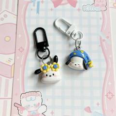 Cute sleeping sunglasses Pacha dog keychain ins cartoon school bag pendant best friend girl pendant gift accessories