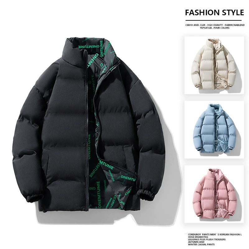 2024 новый основной толчок двухсторонний хлопчатобумажный пиджак мужской толстый теплый хлопчатобумажный костюм свободный дикий стоячий воротник для защиты от холода