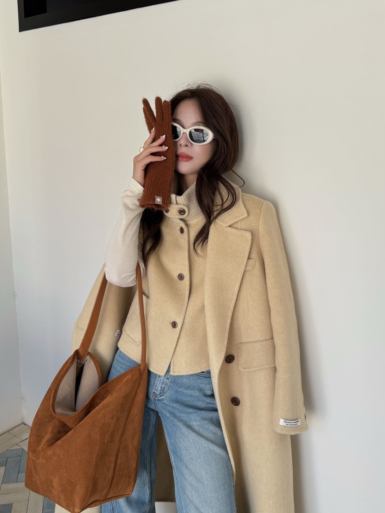 Demi-season double-sided woolen long design set