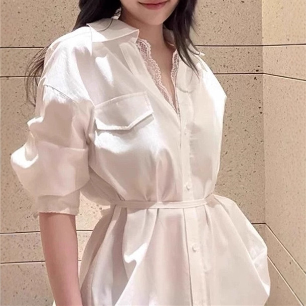 25秋新款法式蕾丝花边拼接19姆米真丝衬衫优雅气质上衣长袖不退换|undefined