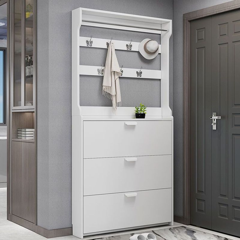 Ultra-Thin Tipping Bucket Shoe Cabinet with Hanger, Narrow and Solid, Simple Modern Foyer Cabinet for Home Entrance, Storage Entryway Shoe Cabinet