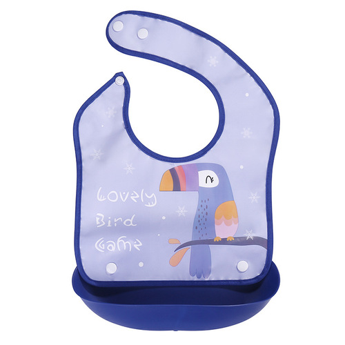 Baby eating bib baby rice pocket silicone bib waterproof super soft spring and summer children's saliva eating rice cover