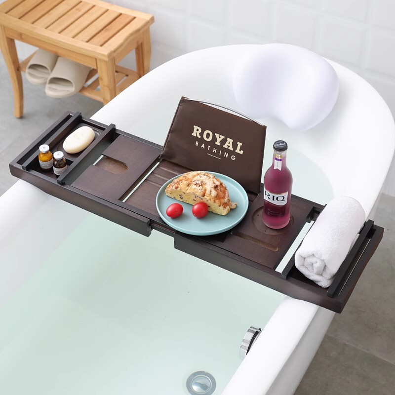 Bathtub Rack Retractable Bathtub Rack Bamboo Bath Bathroom Multi-Color Wooden High-End Non-Slip Bathtub Bracket