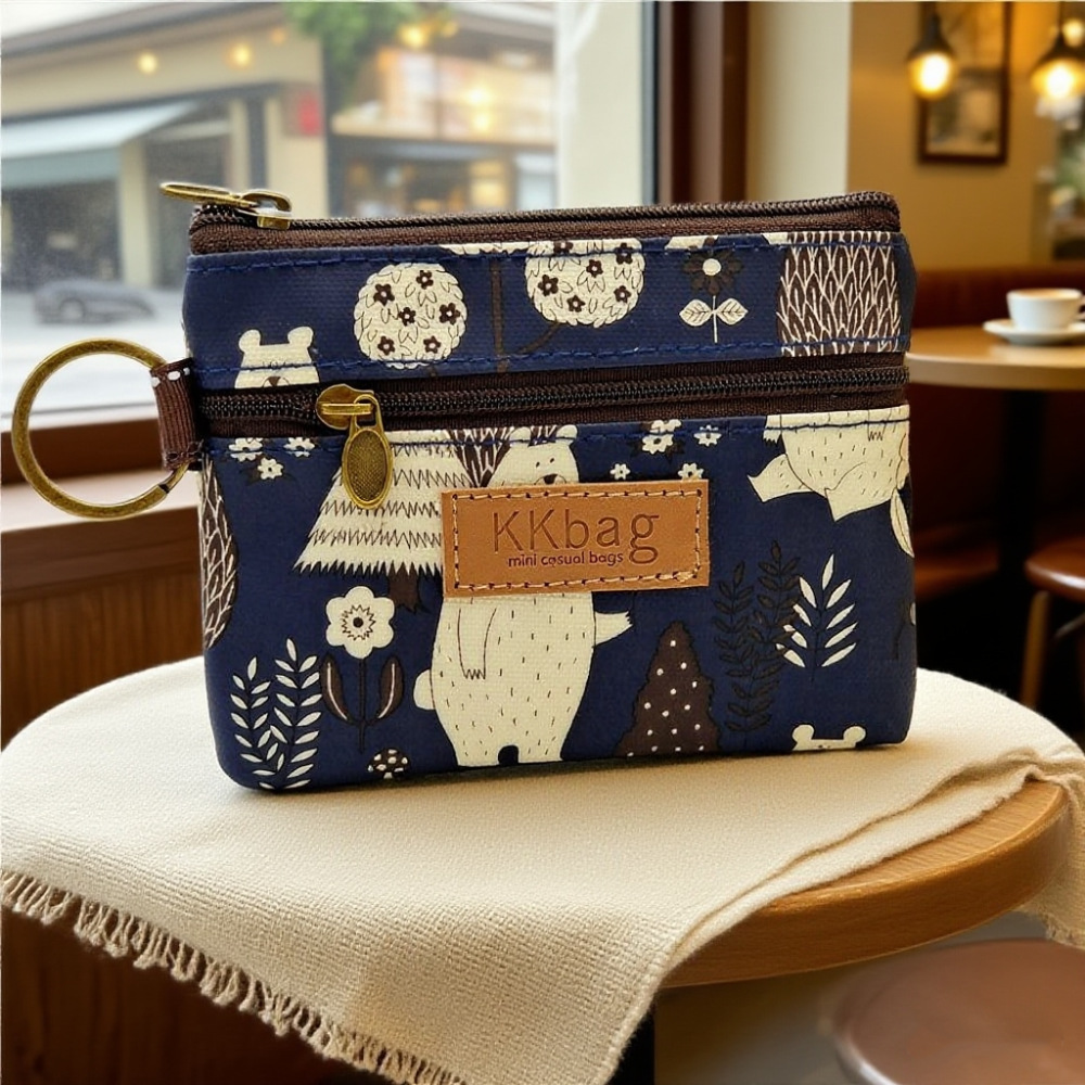 Coin Purse Forest Bear-Dark Blue