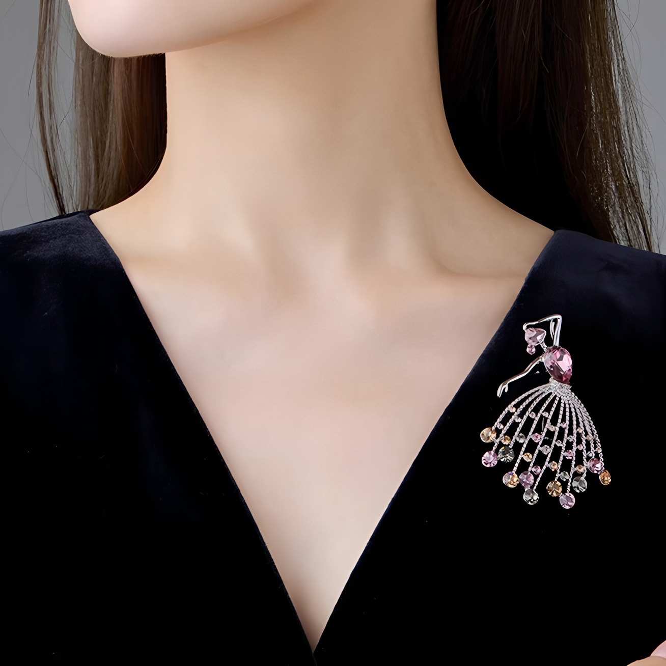 Broche danseuse ballett en cristal élégante accessoire robe_voghion.com