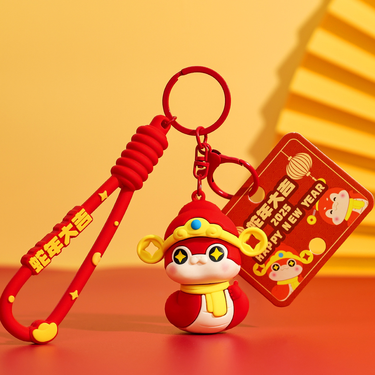 2025 Año de la serpiente mascota llavero muñeca creativo Año Nuevo de la fortuna pequeña serpiente colgante dibujos animados pequeños regalos